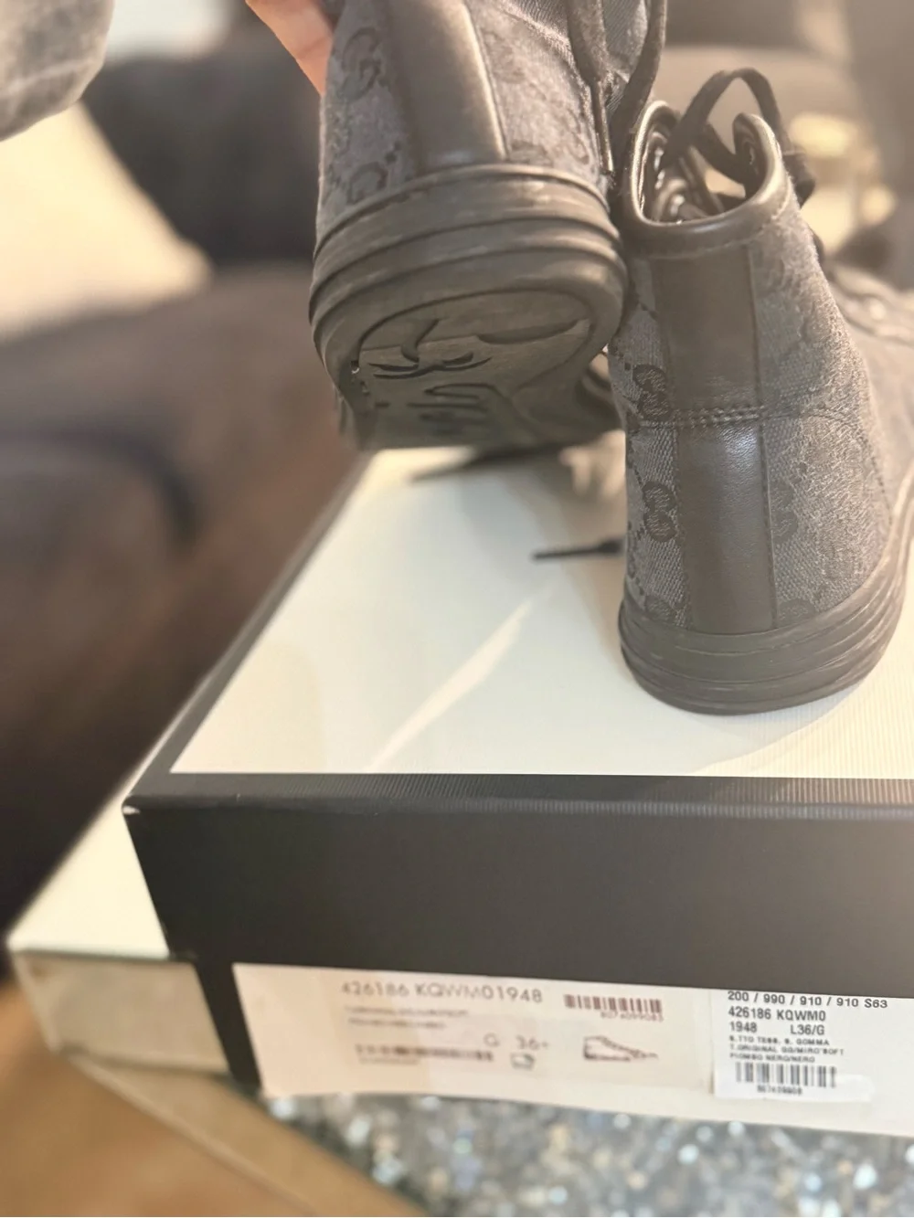 Gucci Black High-Top GG Canvas Sneaker